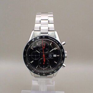 TAG HEUER Logo Carrera Date Chronograph Watch CV2014-2 Automatic SS 670LC521